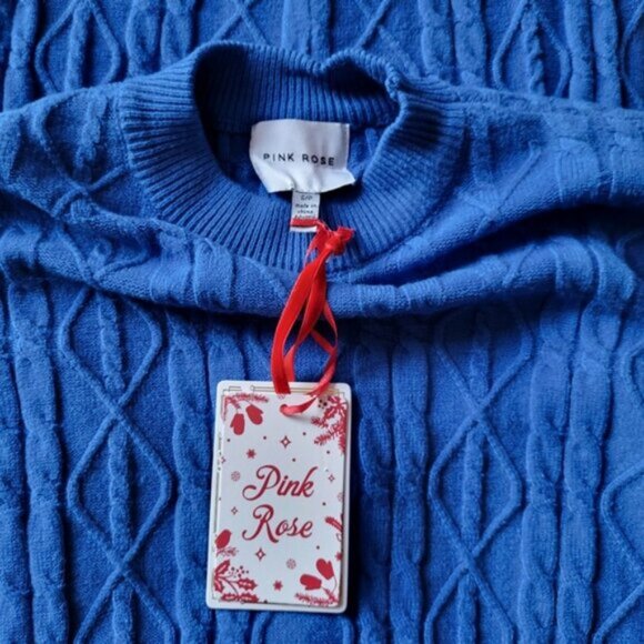 Cable Knit Passion Blue Pantsuit Loungewear Sweater Set Sz S - Picture 7 of 9